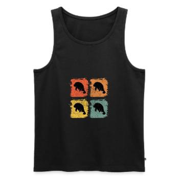 Dugong Manati Seekuh Retro Pop Art - Männer Premium Bio Tank Top - Schwarz - Vorne - AI Model Male 178 light (178cm)