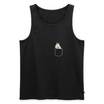 Bullterrier In Der Brusttasche Hunde Geschenkidee - Männer Premium Bio Tank Top - Schwarz - Vorne - Michal (187cm)