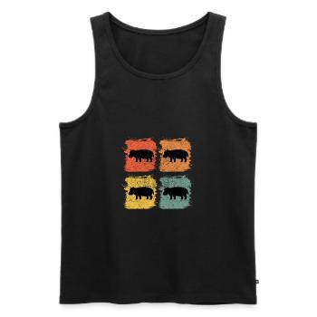 Hippo Flusspferd Retro Pop Art Geschenk - Männer Premium Bio Tank Top - Schwarz - Vorne - AI Model Male 178 light (178cm)