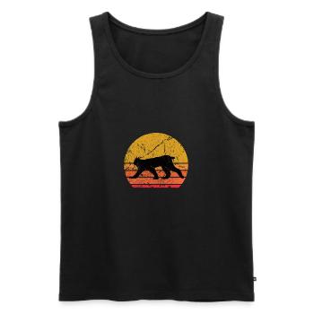 Retro Sonne Luchs Wildtier Tier Geschenk - Männer Premium Bio Tank Top - Schwarz - Vorne - Michal (187cm)