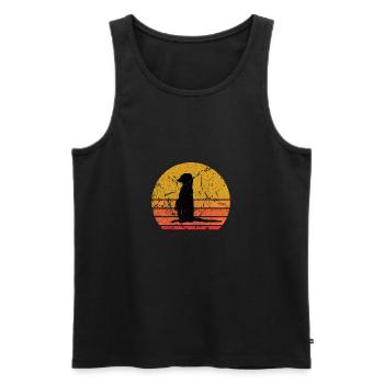 Retro Sun Meerkat Mongoose Gift - Men's Premium Organic Tank Top - black - Front - Michal (187cm)
