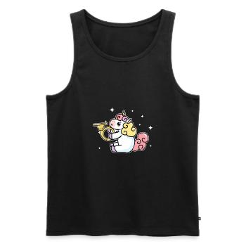 Cute Unicorn Playing French Horn Horn Lover Gift - Men's Premium Organic Tank Top - black - Front - AI Model Male 178 light (178cm)
