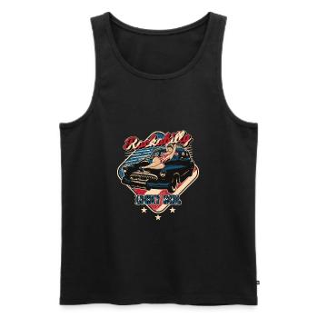 USA Rockabilly Pin-Up Girl Rock Oldtimer Auto - Männer Premium Bio Tank Top - Schwarz - Vorne - AI Model Male 178 light (178cm)