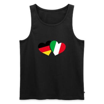 Allemagne Italie Drapeau Coeur Amour - Débardeur bio Premium Homme - noir - Devant - Michal (187cm)