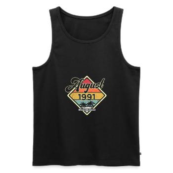 Vintage August 1991 30 Jahre Alt 30. Geburtstag - Männer Premium Bio Tank Top - Schwarz - Vorne - Michal (187cm)