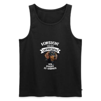 Vorsicht Vor Dem Herrchen Dackel Ist Harmlos - Männer Premium Bio Tank Top - Schwarz - Vorne - AI Model Male 178 light (178cm)