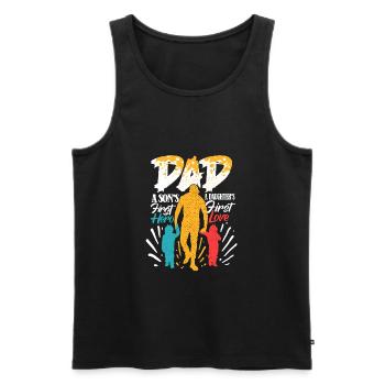 First Hero And Love Proud Dad Of Twins Fathers Day - Men's Premium Organic Tank Top - black - Front - Michal (187cm)