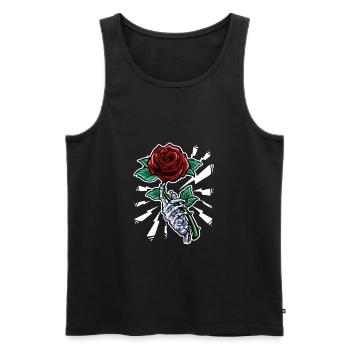 Tattoo Skeleton Hand Red Rose Flower - Men's Premium Organic Tank Top - black - Front - Michal (187cm)