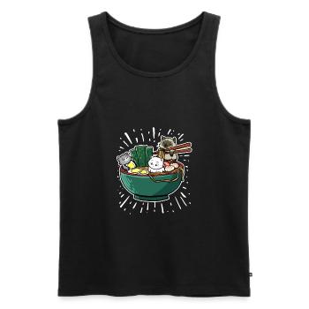 Japanisch Ramen Nudeln Schale Kawaii Anime Katze - Männer Premium Bio Tank Top - Schwarz - Vorne - Michal (187cm)