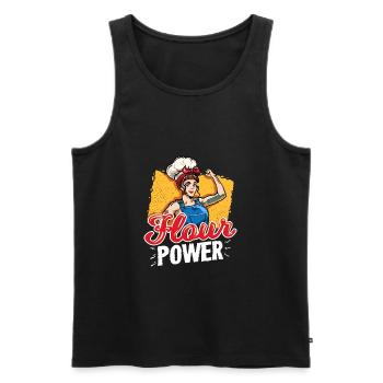Flour Power Baking Pastry Chef Funny Baker - Men's Premium Organic Tank Top - black - Front - AI Model Male 178 light (178cm)