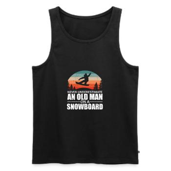 Unterschätze Niemals Einen Alten Mann Snowboard - Männer Premium Bio Tank Top - Schwarz - Vorne - Michal (187cm)