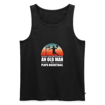 Never Underestimate An Old Man Who Play Basketball - Men's Premium Organic Tank Top - black - Front - AI Model Male 178 light (178cm)