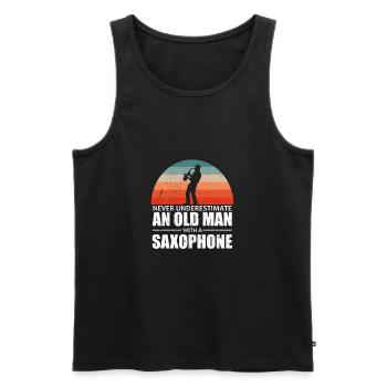 Unterschätze Niemals einen Alten Mann Saxophon - Männer Premium Bio Tank Top - Schwarz - Vorne - Michal (187cm)