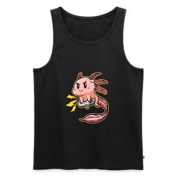 Funny Video Game Playing Gamer Axolotl - Men's Premium Organic Tank Top - black - Front - AI Model Male 178 light (178cm)