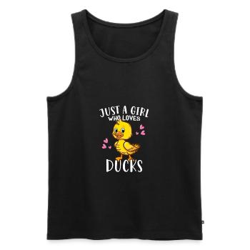 Canard amoureux canard juste une fille qui aime les canards - Débardeur bio Premium Homme - noir - Devant - Michal (187cm)