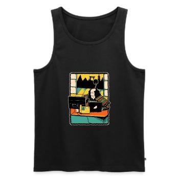 Samurai Computer Nerd Programmer Programming - Men's Premium Organic Tank Top - black - Front - AI Model Male 178 light (178cm)