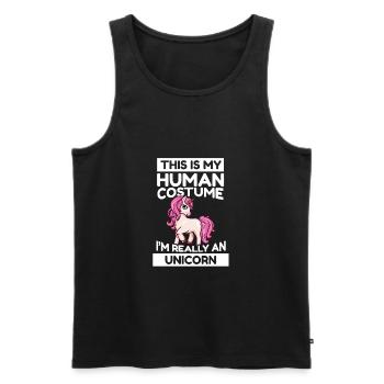 C’est mon costume humain Je suis vraiment une licorne - Débardeur bio Premium Homme - noir - Devant - AI Model Male 178 light (178cm)