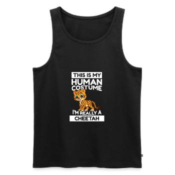 C’est mon costume humain, je suis vraiment un guépard - Débardeur bio Premium Homme - noir - Devant - Michal (187cm)