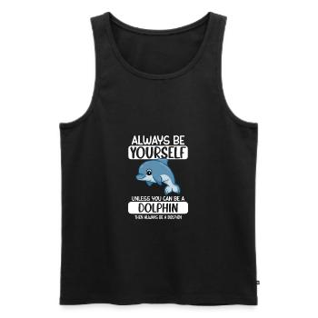 Soyez toujours vous-même à moins que vous ne puissiez être un dauphin - Débardeur bio Premium Homme - noir - Devant - AI Model Male 178 light (178cm)
