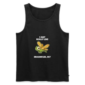 Mouche à dragon insecte J’aime vraiment les libellules OK - Débardeur bio Premium Homme - noir - Devant - Michal (187cm)