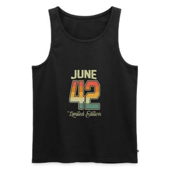 Vintage 80e anniversaire Juin 1942 Athlètes - Débardeur bio Premium Homme - noir - Devant - AI Model Male 178 light (178cm)
