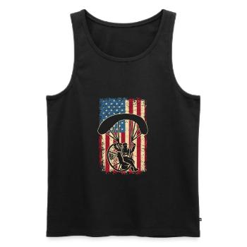 Drapeau de l’Amérique Patriot Parachutiste USA - Débardeur bio Premium Homme - noir - Devant - AI Model Male 178 light (178cm)