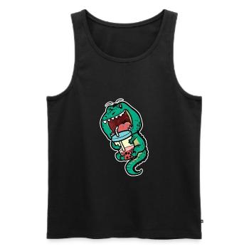 T-Rex Bubble Tea Dino Fan Eistee Saurier - Männer Premium Bio Tank Top - Schwarz - Vorne - AI Model Male 178 light (178cm)