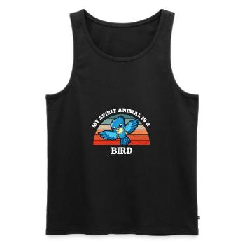 Birder Birdwatcher Mon animal est un oiseau - Débardeur bio Premium Homme - noir - Devant - AI Model Male 178 light (178cm)