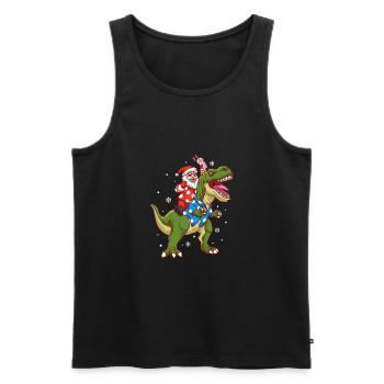 Santa Riding T-Rex Christmas In July Funny Summer - Men's Premium Organic Tank Top - black - Front - Michal (187cm)