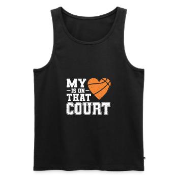Mon cœur est sur ce terrain pour basketball Mama Papa - Débardeur bio Premium Homme - noir - Devant - Michal (187cm)