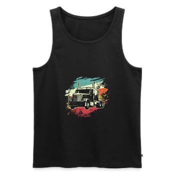 Trucker LKW Fahrer Brummiefahrer Lastwagen - Männer Premium Bio Tank Top - Schwarz - Vorne - Michal (187cm)