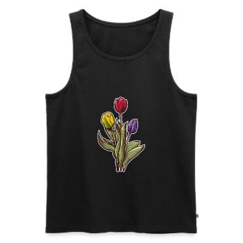Vintage Tulips Flower Plants Florist Gardening - Men's Premium Organic Tank Top - black - Front - Michal (187cm)
