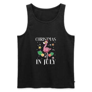 Funny Summer Vacation Christmas In July Flamingo - Men's Premium Organic Tank Top - black - Front - AI Model Male 178 light (178cm)