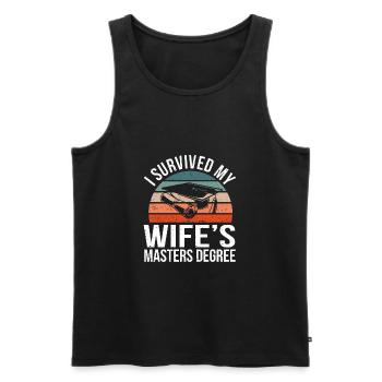 I Survived My Wife's Master Degree Graduation - Men's Premium Organic Tank Top - black - Front - Michal (187cm)