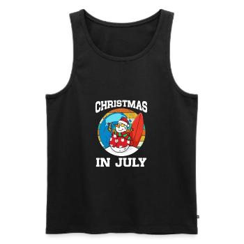 Christmas In July Snowman Beach Summer Surfing - Men's Premium Organic Tank Top - black - Front - AI Model Male 178 light (178cm)