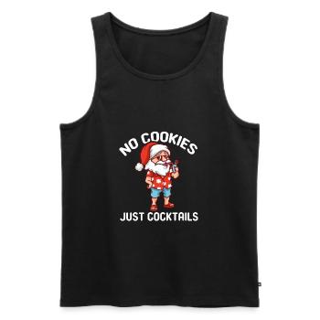 Pas de biscuits juste des cocktails Santa Christmas X-Mas - Débardeur bio Premium Homme - noir - Devant - AI Model Male 178 light (178cm)