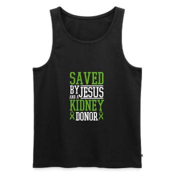 Organ Recipient Saved By Jesus And A Kidney Donor - Men's Premium Organic Tank Top - black - Front - AI Model Male 178 light (178cm)