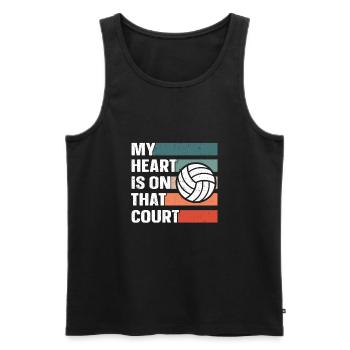 Volleyball Mama Papa Beach Volleyball Dictons - Débardeur bio Premium Homme - noir - Devant - Michal (187cm)