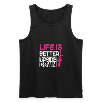 Life Is Better Upside Down Funny Pole Dancer - Men's Premium Organic Tank Top - black - Front - AI Model Male 178 light (178cm)