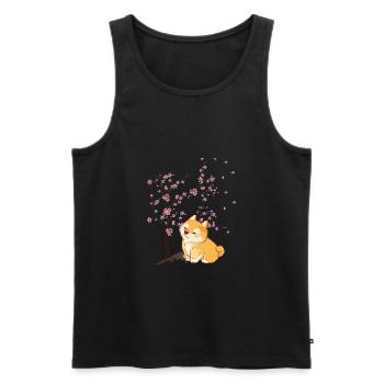 Fleur de cerisier Japon Art japonais Kawaii Shiba Inu - Débardeur bio Premium Homme - noir - Devant - Michal (187cm)