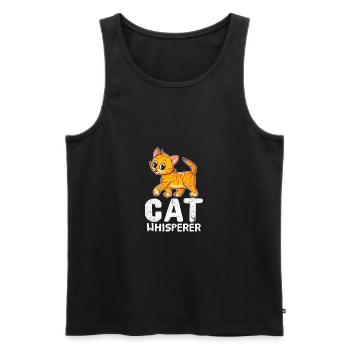 Funny Cat Lover Cat Whisperer Kitten Meow Cats - Men's Premium Organic Tank Top - black - Front - AI Model Male 178 light (178cm)