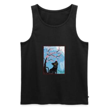 Katzenliebhaber Kirschblüte Japan Kirschbaum - Männer Premium Bio Tank Top - Schwarz - Vorne - AI Model Male 178 light (178cm)