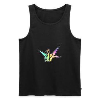 Origami Crane Bird Japanese Folding Paper Lover - Men's Premium Organic Tank Top - black - Front - Michal (187cm)