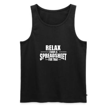 Drôles de comptables Dictons Impôts - Débardeur bio Premium Homme - noir - Devant - AI Model Male 178 light (178cm)
