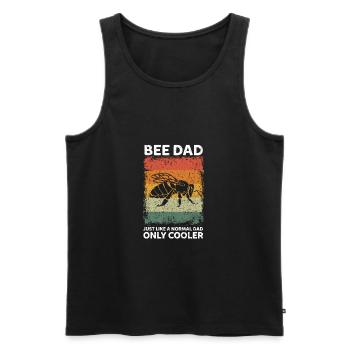 Apiculteur Papa Drôle Père Dictons Fête des Pères - Débardeur bio Premium Homme - noir - Devant - AI Model Male 178 light (178cm)