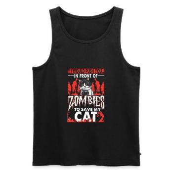 Dictons drôles d’amoureux des chats zombies - Débardeur bio Premium Homme - noir - Devant - AI Model Male 178 light (178cm)