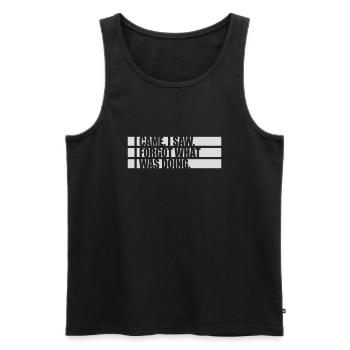 Je suis venu voir oublier - Débardeur bio Premium Homme - noir - Devant - Michal (187cm)