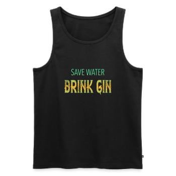 gin - Men's Premium Organic Tank Top - black - Front - AI Model Male 178 light (178cm)