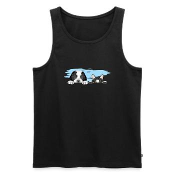 Peeking Saint Bernard puppy dog and cute cat - Men's Premium Organic Tank Top - black - Front - AI Model Male 178 light (178cm)