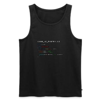 Code is poetry.cs - Men's Premium Organic Tank Top - black - Front - AI Model Male 178 light (178cm)